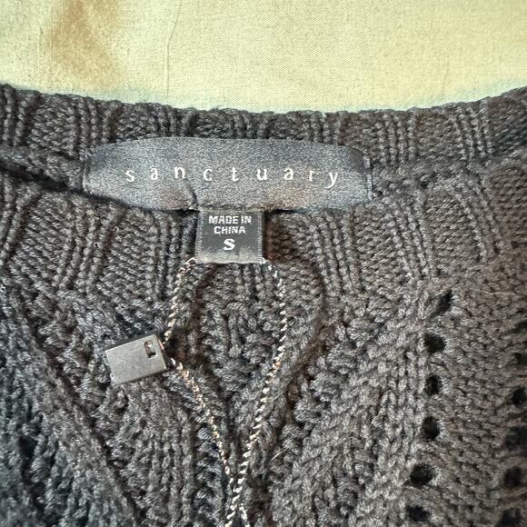 Sanctuary Women's sz Small Black Short Sleeve Knit Sweater New with Tags - Picture 4 of 9